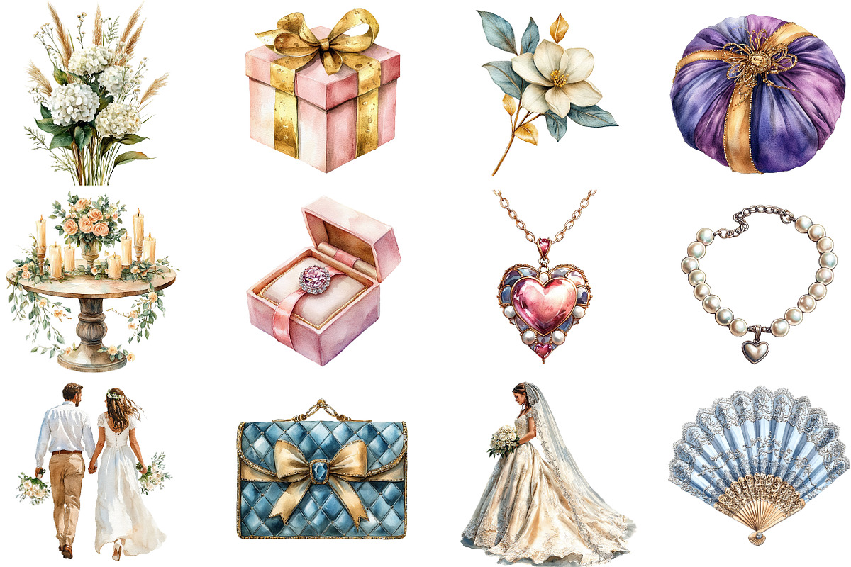 Luxury Wedding Clipart Bundle, an Illustration by Pixels.Craft (Photo 5 of 7)