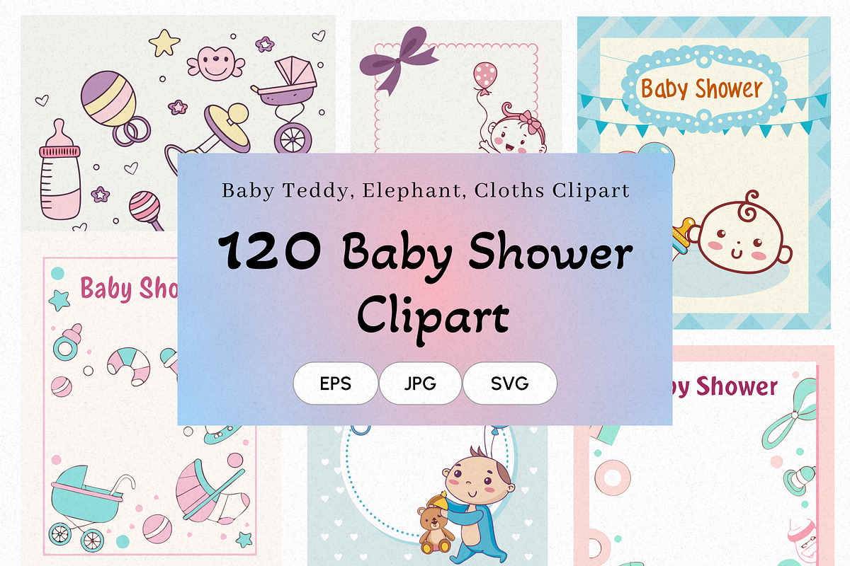 Baby Shower Clipart Bundle, an Illustration by Helospace (Photo 1 of 10)