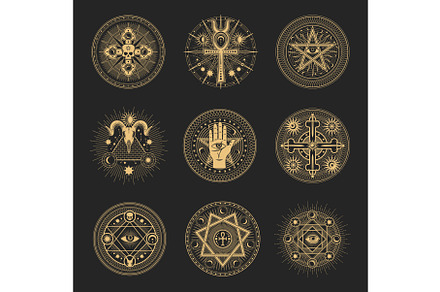 Mason signs, occult and esoteric, an Illustration by Vector Tradition