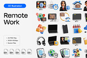 Remote Work 3D Icon Set, an Object 3D Model by Eklip Studio (Thumbnail 1 of 3)