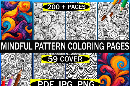 Mindful Pattern Adult Coloring Pages, an Object Illustration by Design Zone