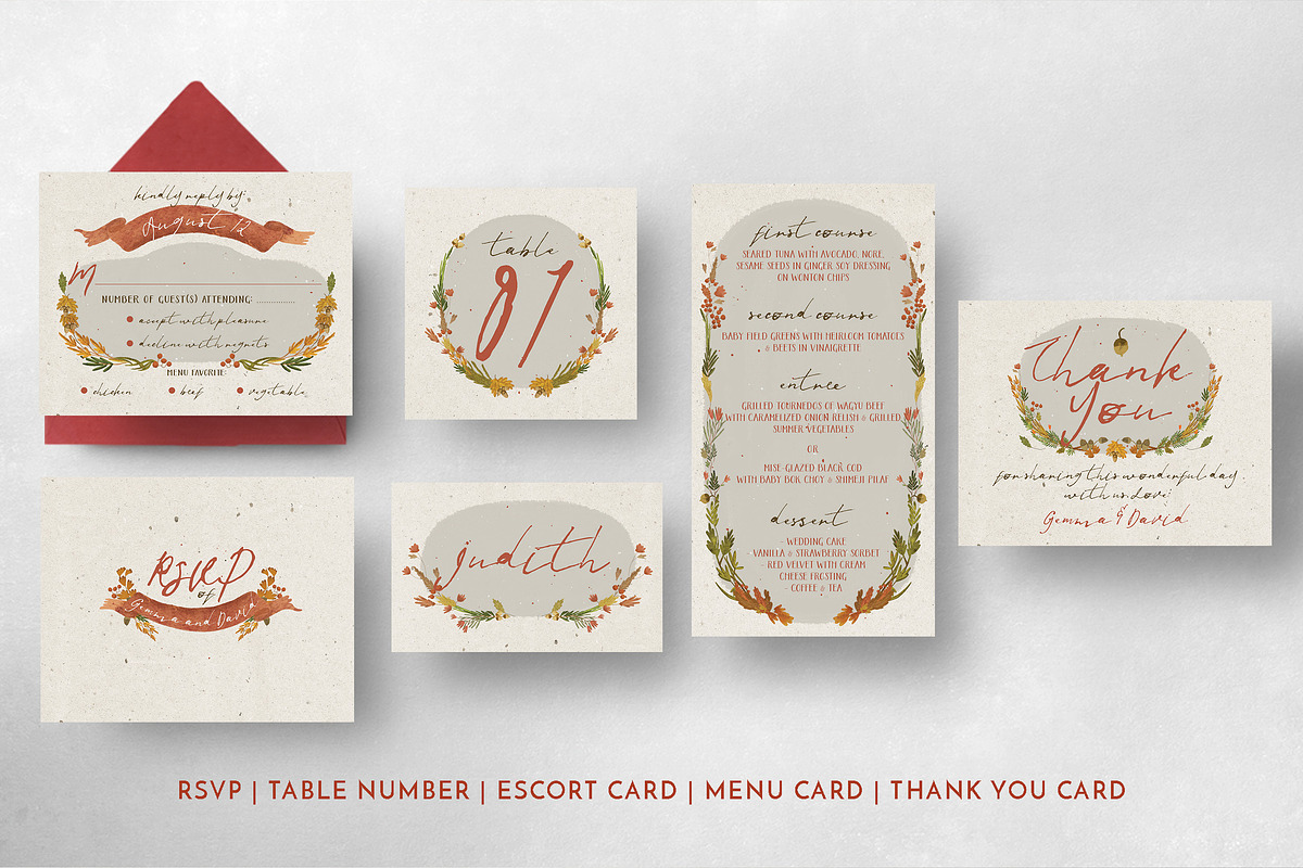 Autumn Floral Wedding Suite, an Invitation Template by BlueRobinDesignShop (Photo 10 of 12)