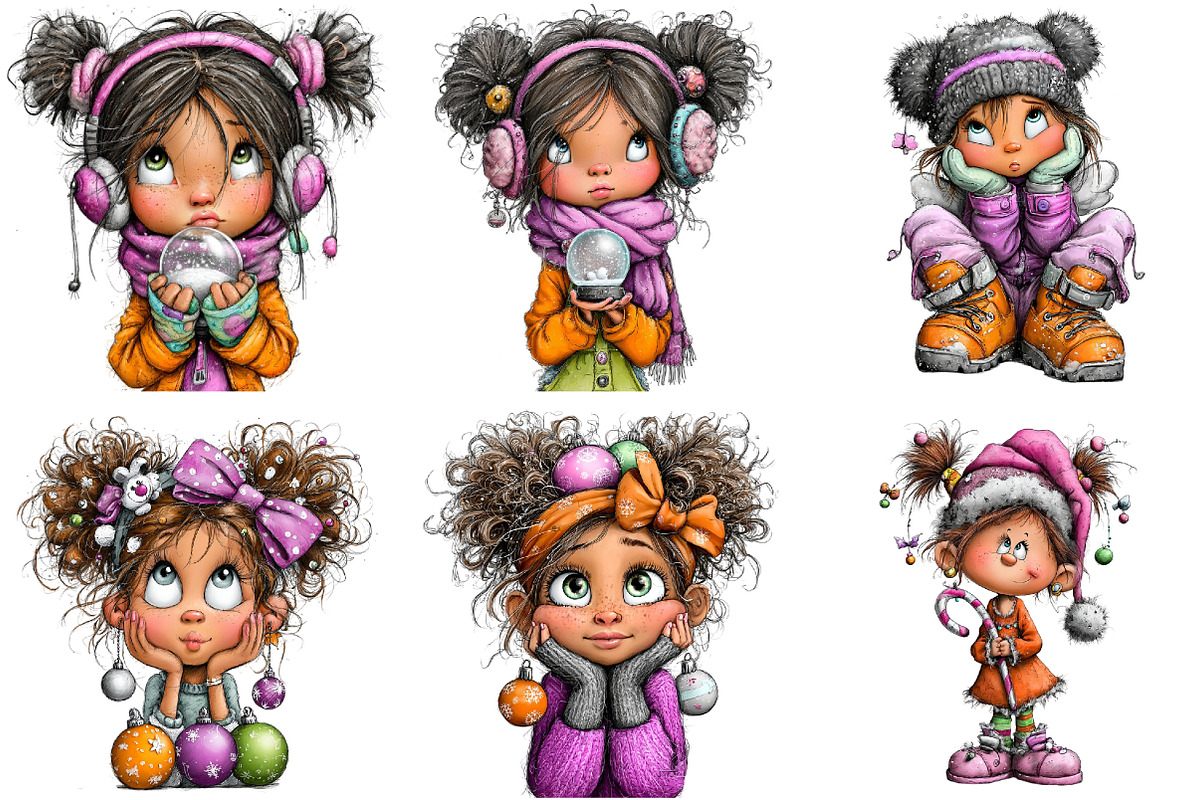 Christmas Girl Clipart, an Illustration by DreamArtGraphic (Photo 3 of 5)