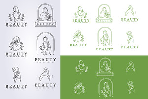 set of hijab logo vector line art, a Branding & Logo Template by Lodzrov