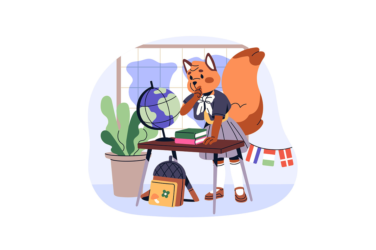 Cute animals students study set, an Education Illustration by PaperTrident (Photo 8 of 13)
