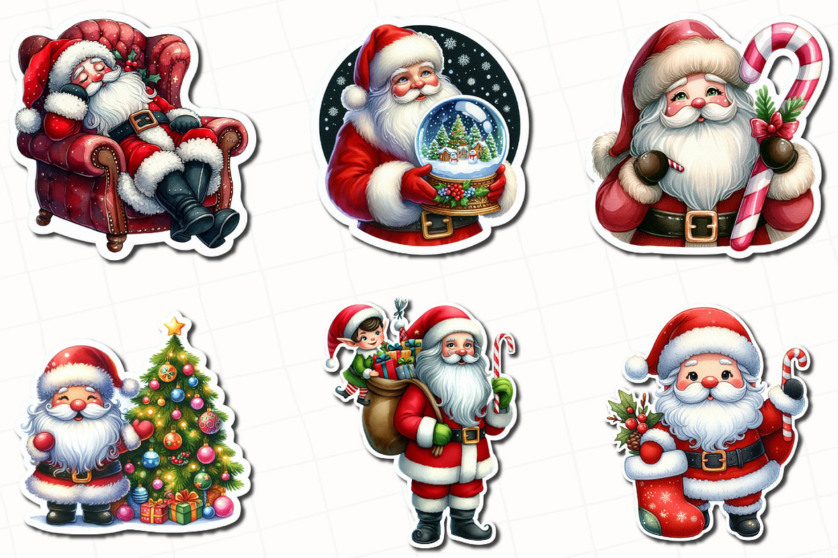 Christmas Santa Claus Sticker Clipar, an Illustration by OK Design (Photo 4 of 5)