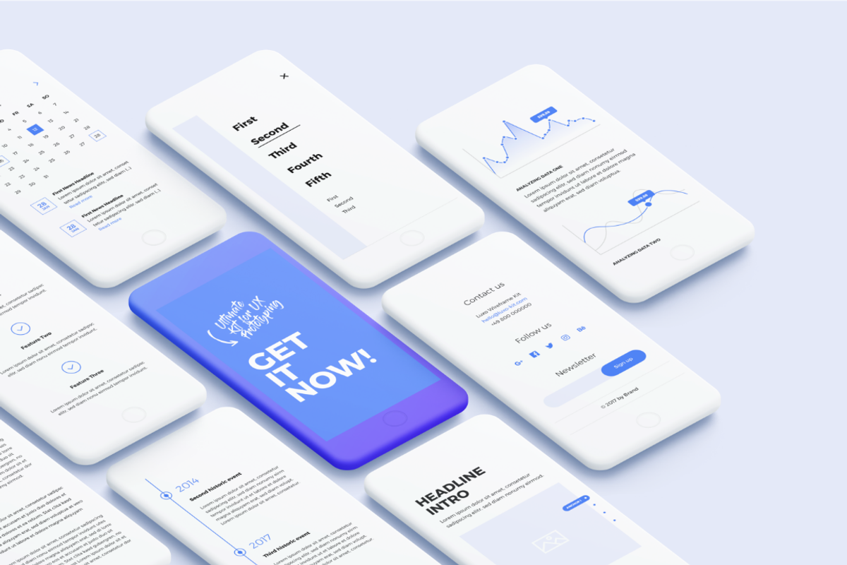 Luxo XD Responsive Wireframe UI Kit, a Wireframe Template by z-designlab
