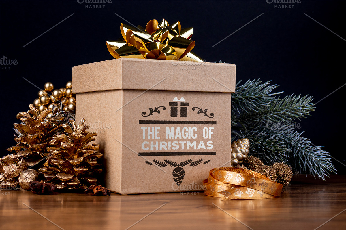 Christmas gift box mockup, a Packaging Mockup by Scredeck