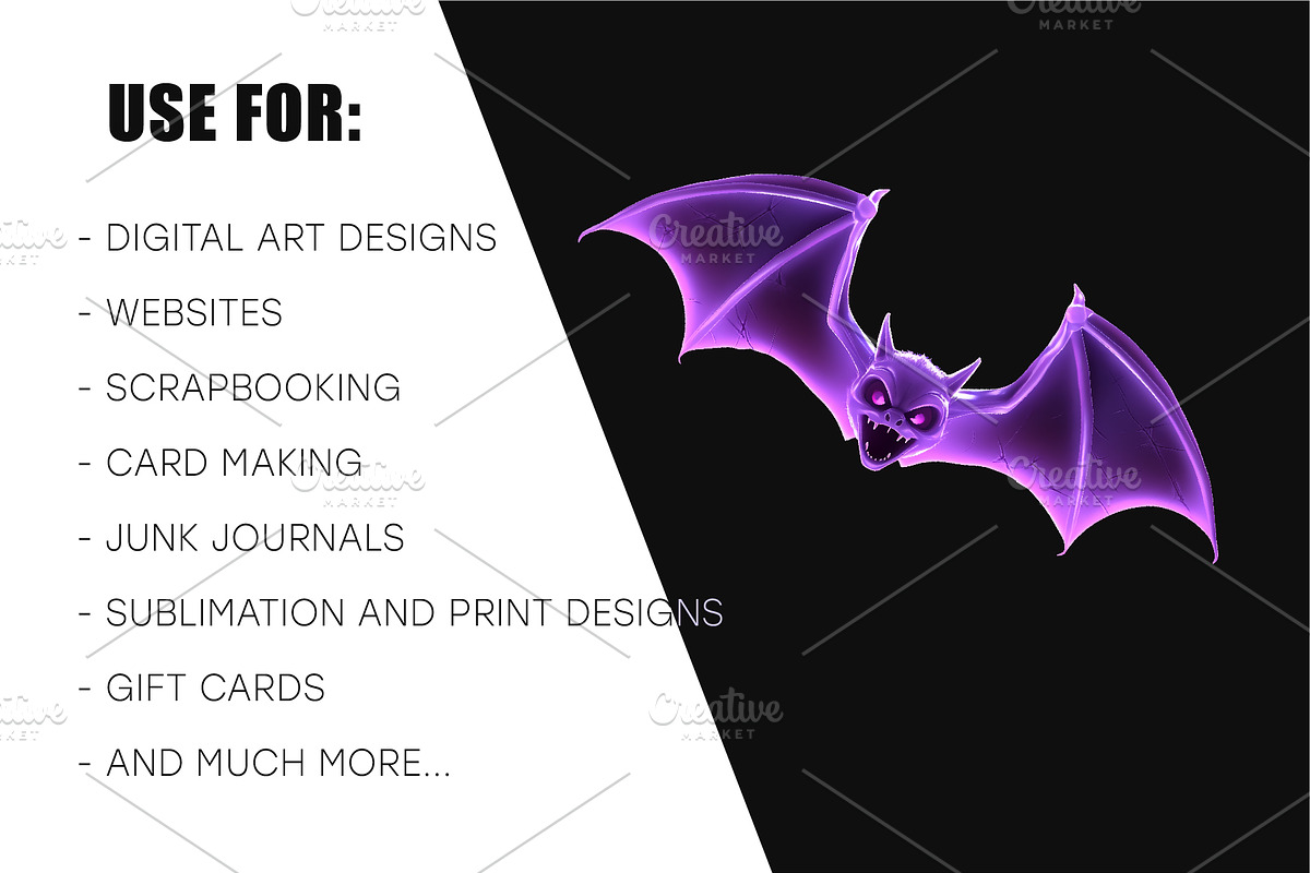 Creepy Neon Bats. Halloween Mascot., an Animal Illustration by KENO Mascots (Photo 10 of 10)