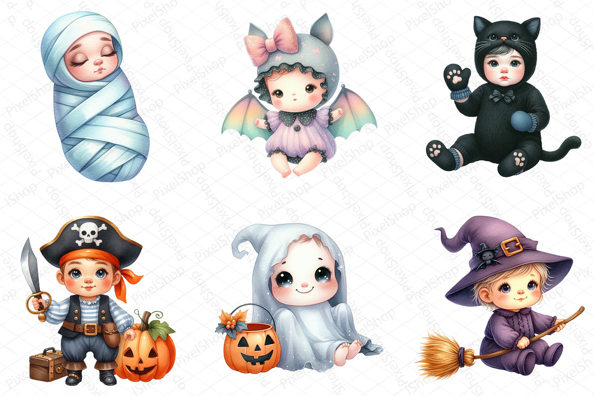 Halloween Baby Costume Clipart, an Illustration by DreamPrint404 (Photo 4 of 4)