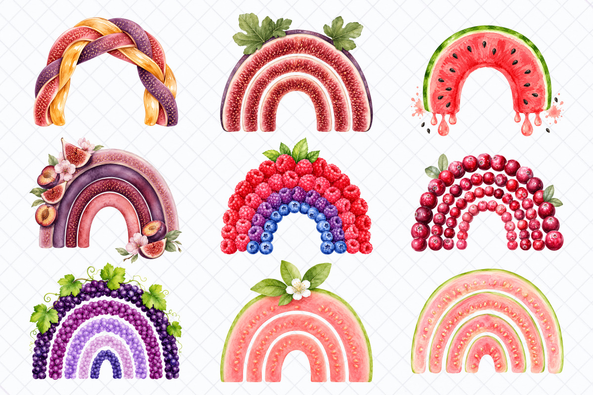 Juicy Fruit Rainbows Watercolor PNG, a Food Illustration by Whimsy Brush Studio (Photo 7 of 10)