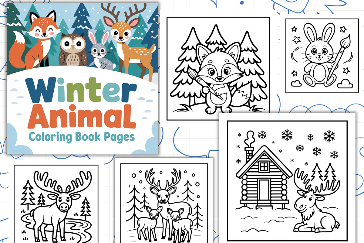 Winter Animal Coloring Book Pages, an Animal Illustration by Ink Gallery (Photo 2 of 3)