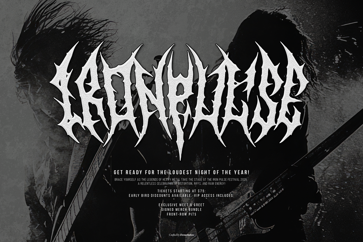 Vilegut | Death Metal Typeface, a Blackletter Font by Denustudios (Photo 5 of 12)