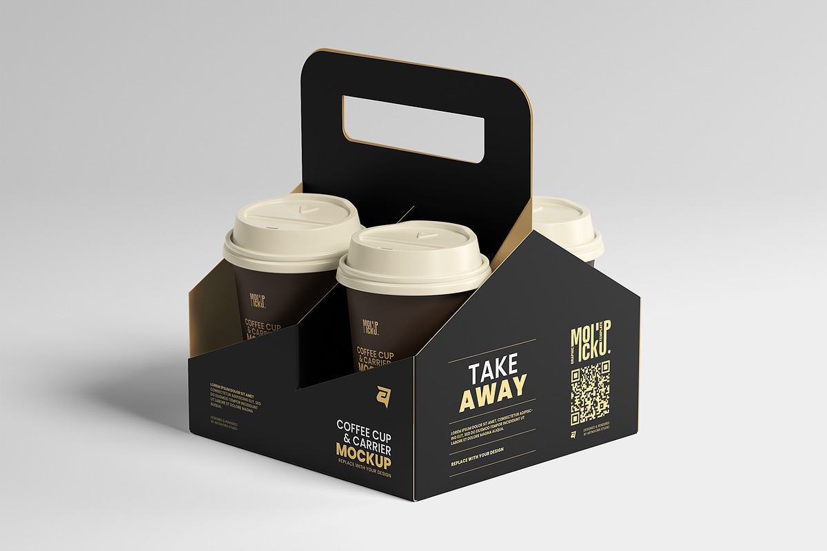 Coffee Cup & Carrier Mockup Design, a Cups & Container Mockup by Artnivora.Std (Photo 3 of 6)