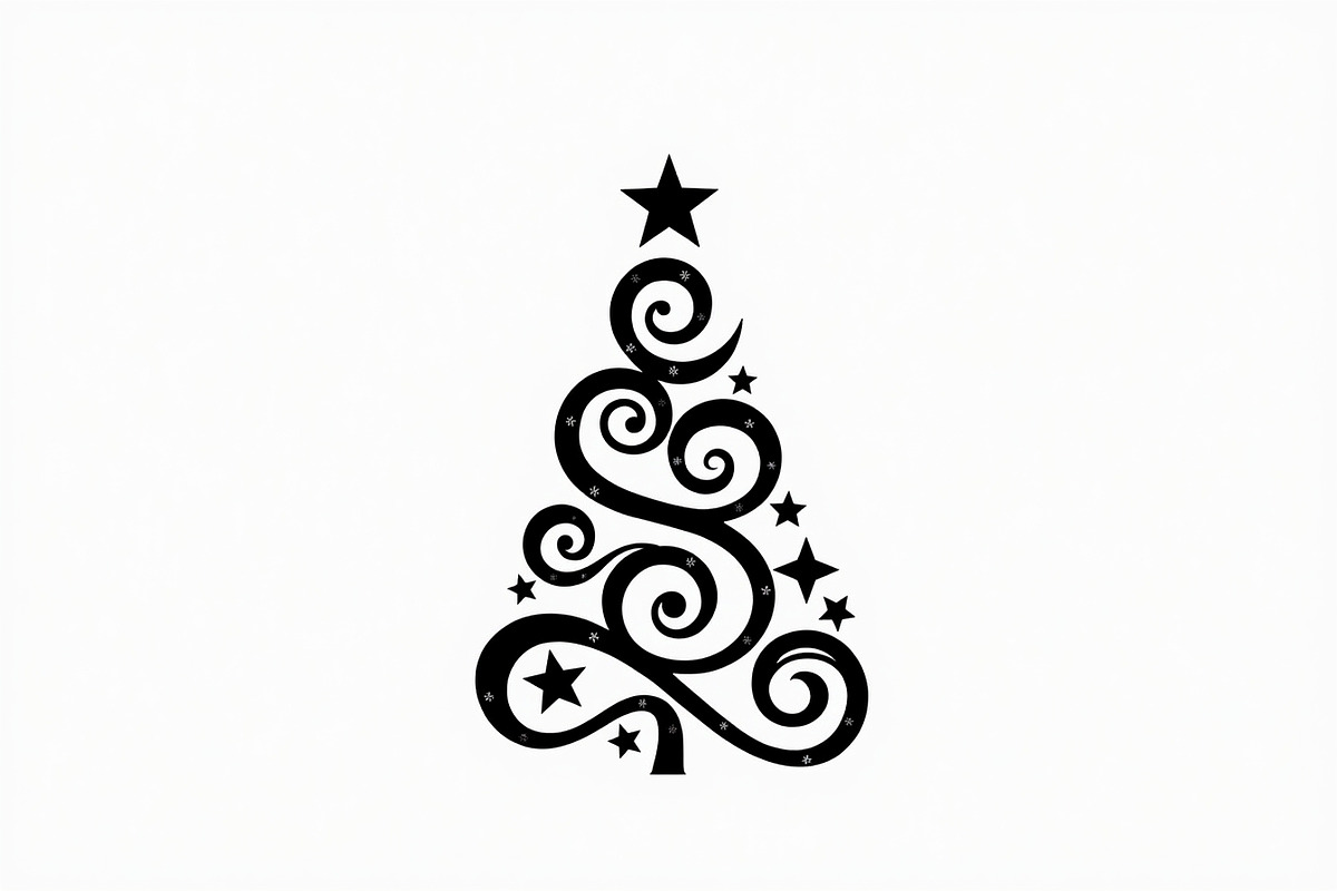 Elegant Christmas Tree Silhouette Se, an Illustration by balal (Photo 2 of 21)