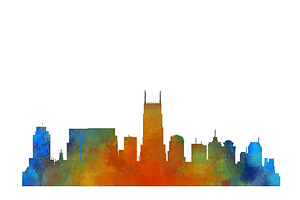 Nashville City Watercolor Skyline v1