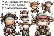 Whimsical Christmas Highland Cow, an Illustration by Pixels.Craft (Thumbnail 2 of 6)