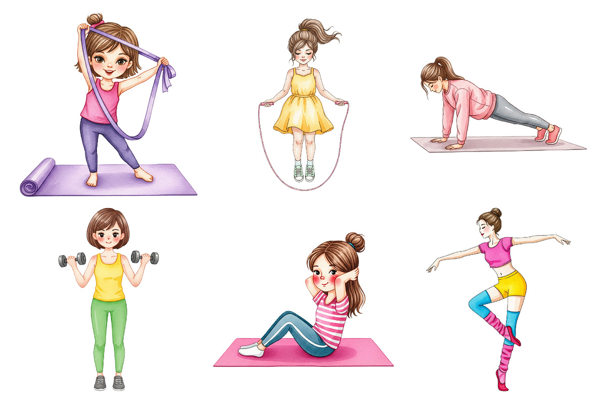 Exercises Fashion Girl Clipart, an Illustration by Daily.Designs (Photo 3 of 5)