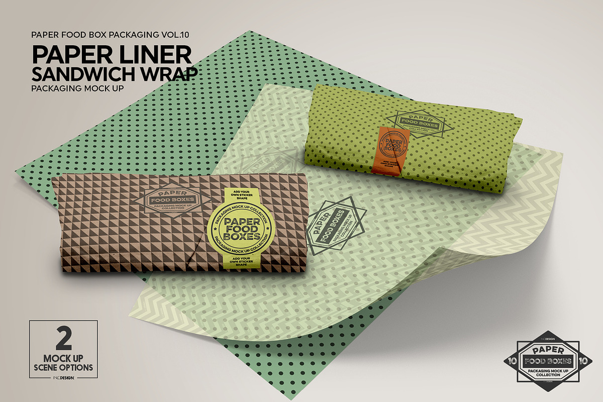 Wrap or Burrito Paper Liner Mockup, a Packaging Mockup by INCDesign (Photo 5 of 7)