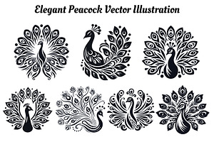Elegant Peacock Vector Illustration, an Animal Illustration by CraftingStudio