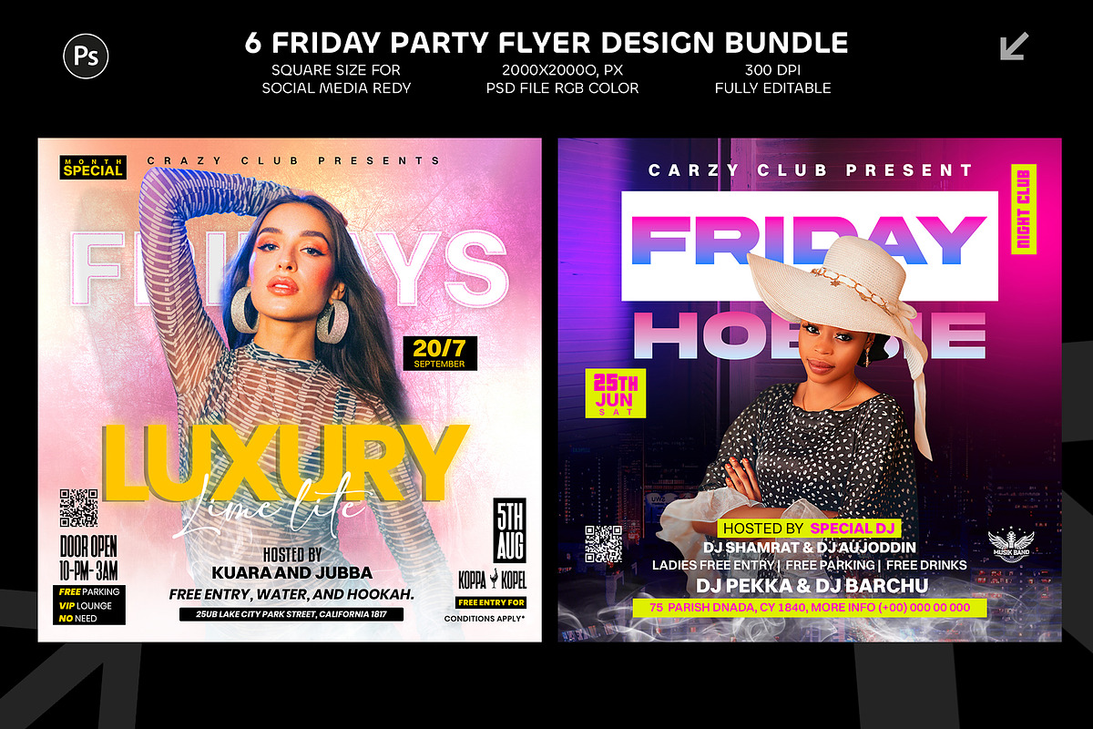 6 Friday Party Flyer Design Bundle, a Graphic by Shajib Shikder (Photo 4 of 4)