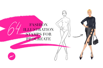 64 Fashion stamps for Procreate, a Brush Add-On by JuliaKorsShop