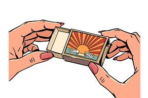 Women's hands holding a matchbox, a Person Illustration by rogistok