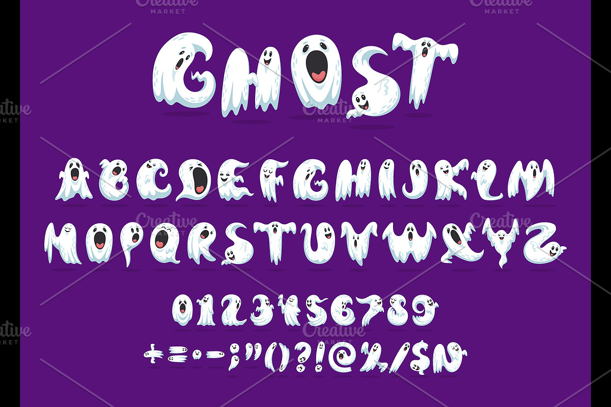 Halloween ghost scary letters, a Seasonal Illustration by Seavector Studio (Photo 2 of 3)
