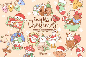 Cute Cozy Christmas Clipart Bundle, a Seasonal Illustration by Huxmay