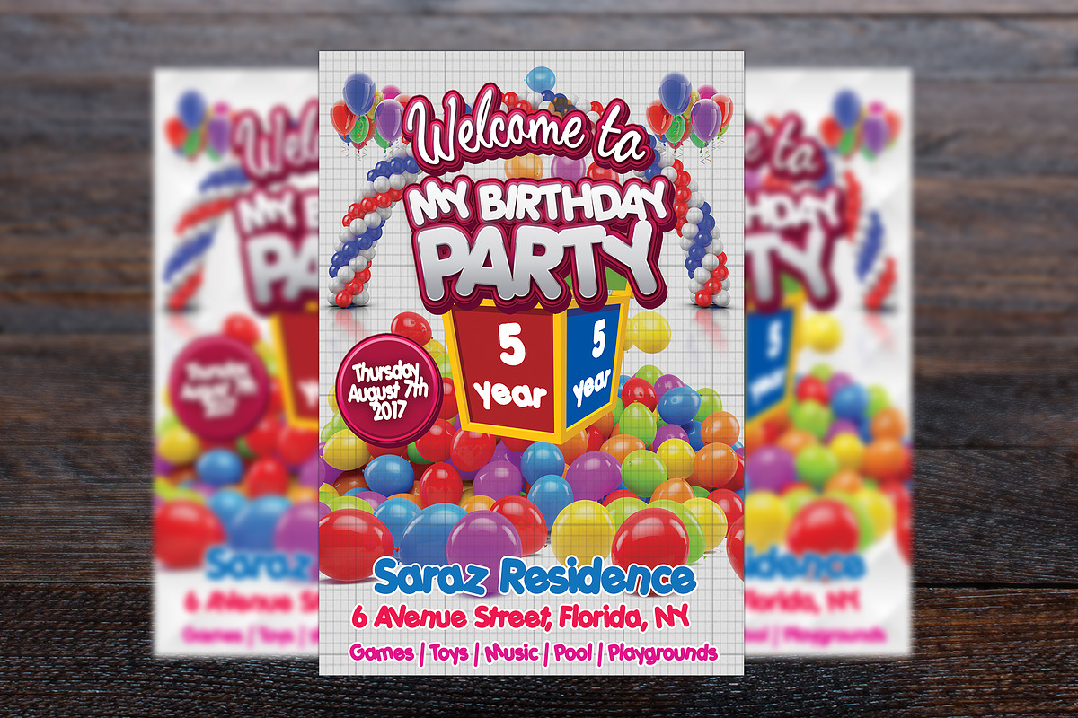 Kids Birthday Party Event Card, an Invitation Template by Design Addict (Photo 3 of 3)