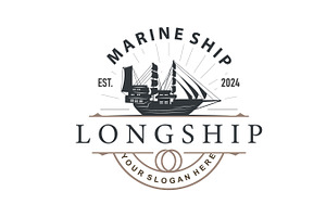 vintage viking longship warship logo, a Branding & Logo Template by Maylianaw28