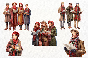 Christmas Carolers Watercolor Set