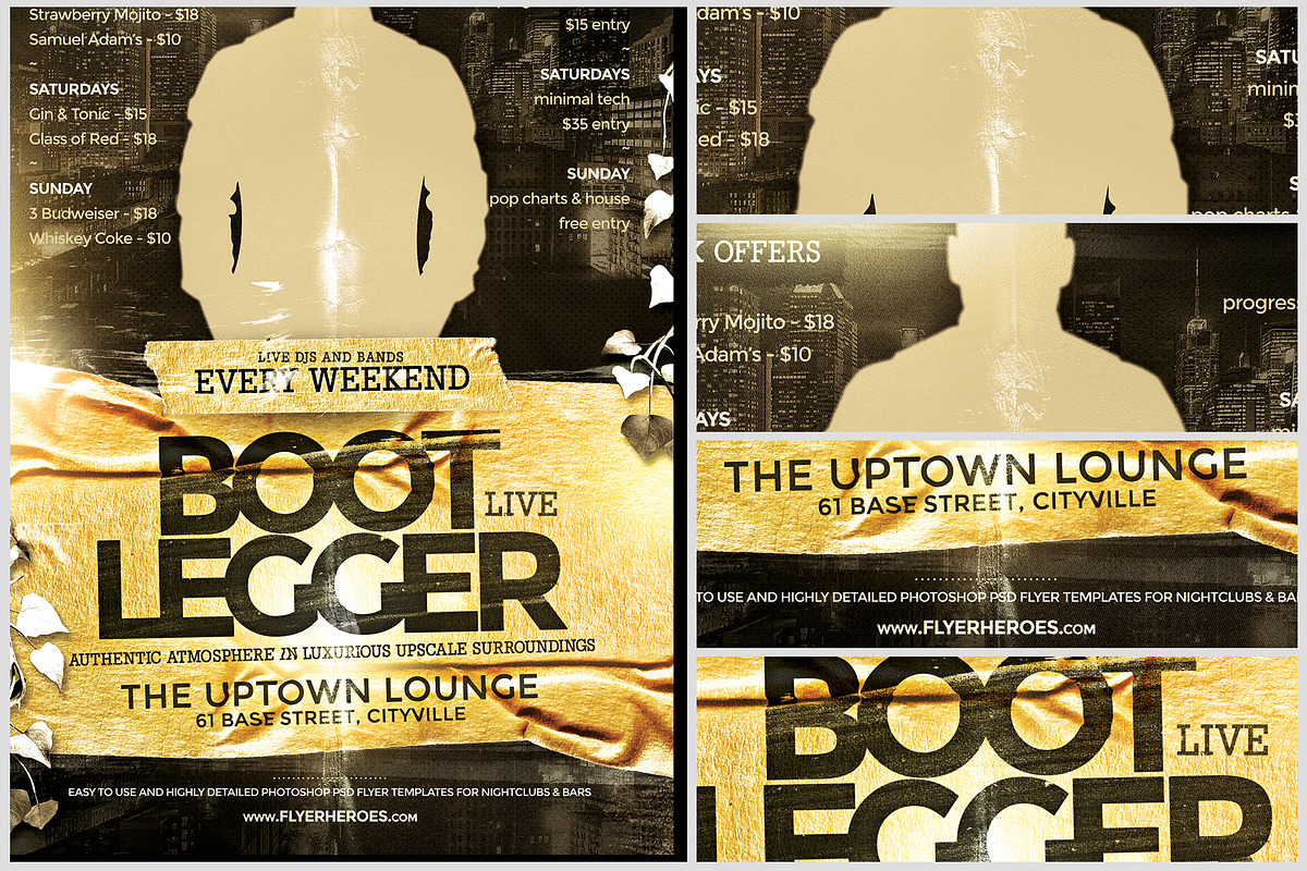 Bootlegger Flyer Template, a Flyer Template by FlyerHeroes
