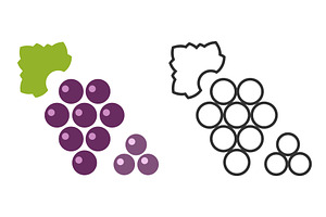 Illustration of grape line icons, a Food Illustration by okskukuruza