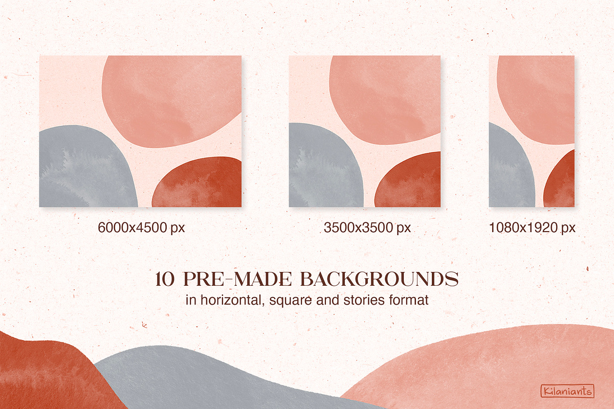Terracotta Watercolor Shapes, a Texture Graphic by kilaniants (Photo 3 of 14)
