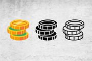 Flat Glyph Outline Stacked Coins, an Outline Icon by Artonix (Thumbnail 2 of 2)