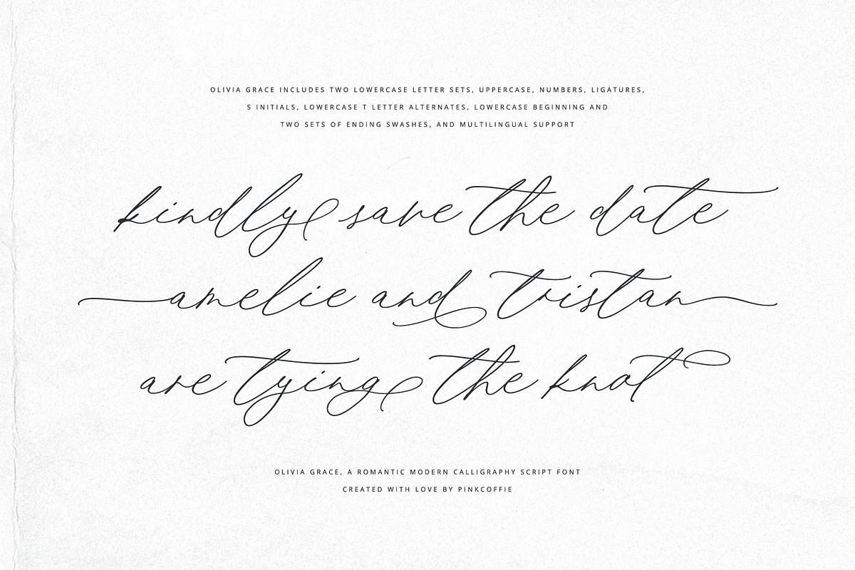 Olivia Grace | Wedding Calligraphy, a Script Font by Pink Coffie (Photo 5 of 11)
