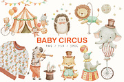 Watercolor Circus Animals Clipart, an Illustration by ElenaPlatovaArt (Thumbnail 1 of 10)
