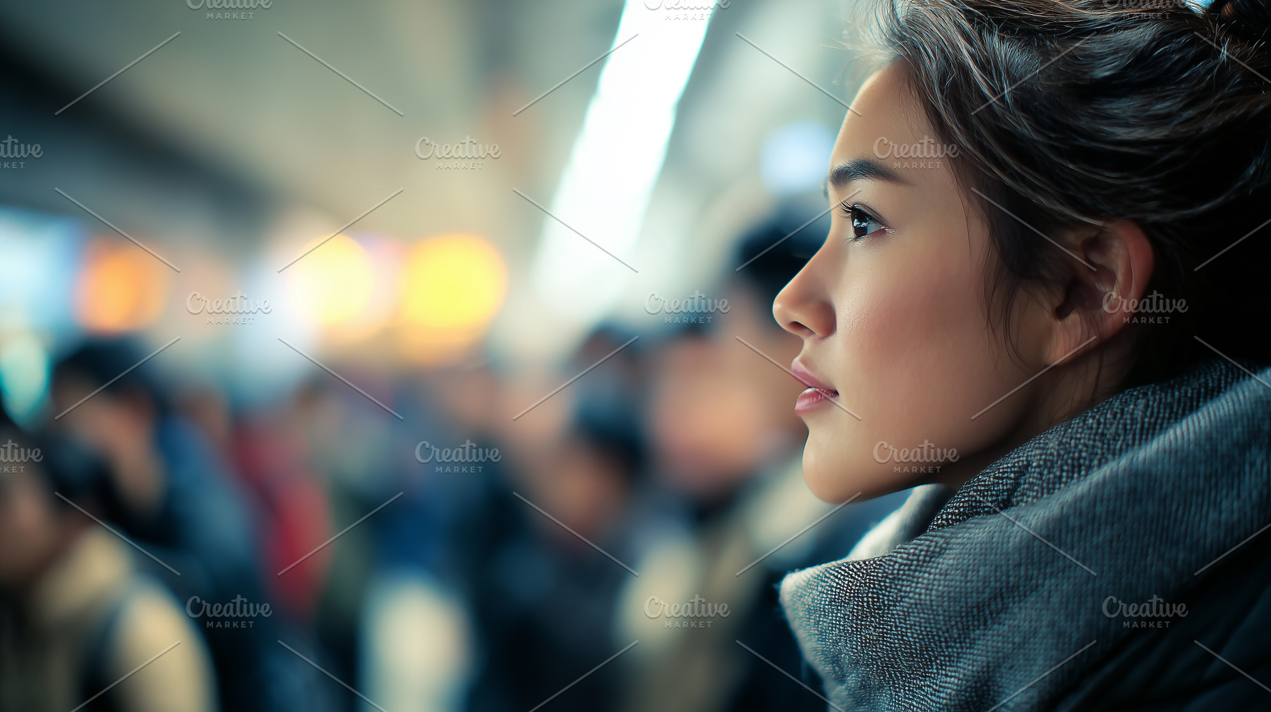 Asian woman in a coat looks, a Person Photo by MistyDay