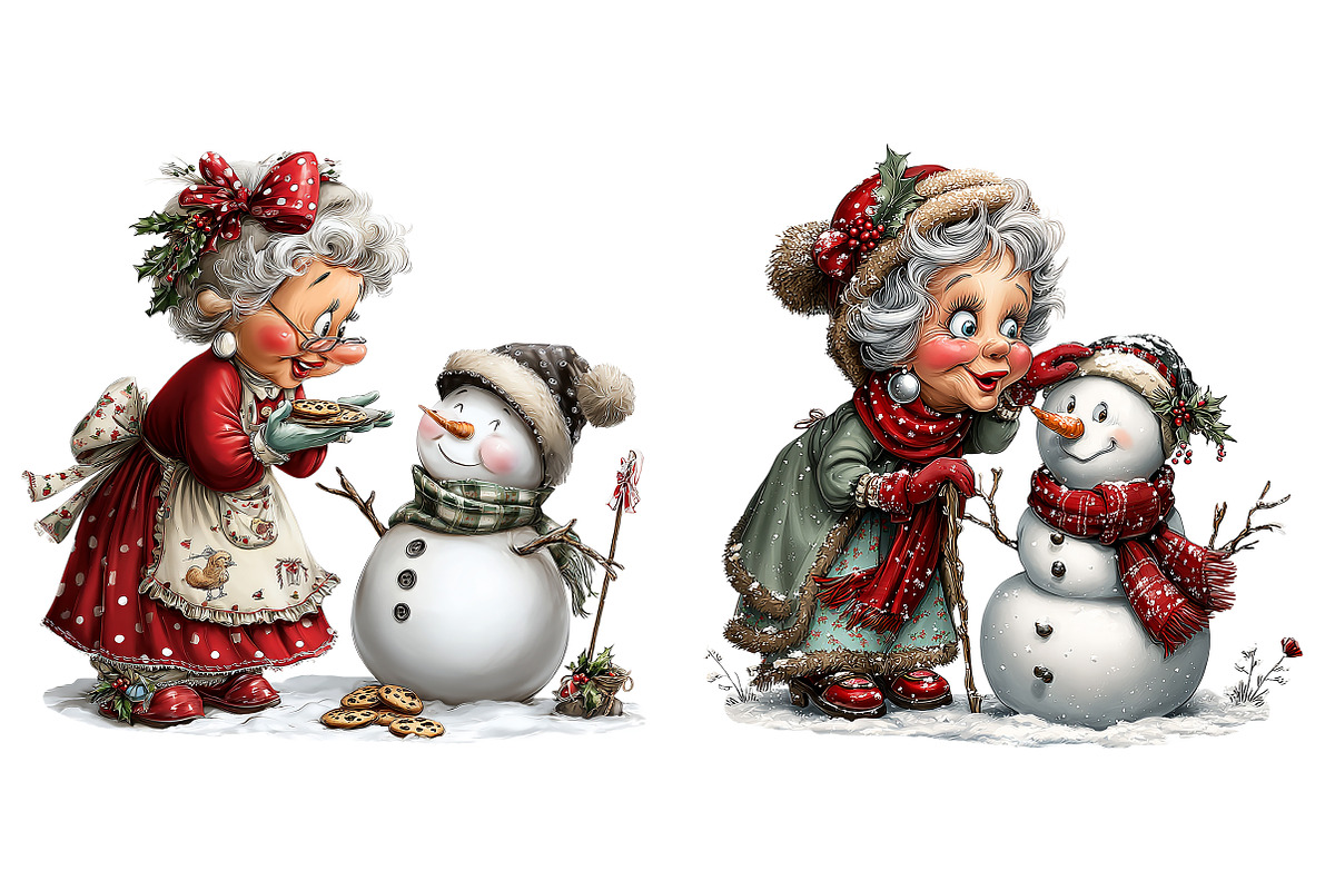 Christmas Grandma with Snowman, an Illustration by Craft Nest (Photo 7 of 9)