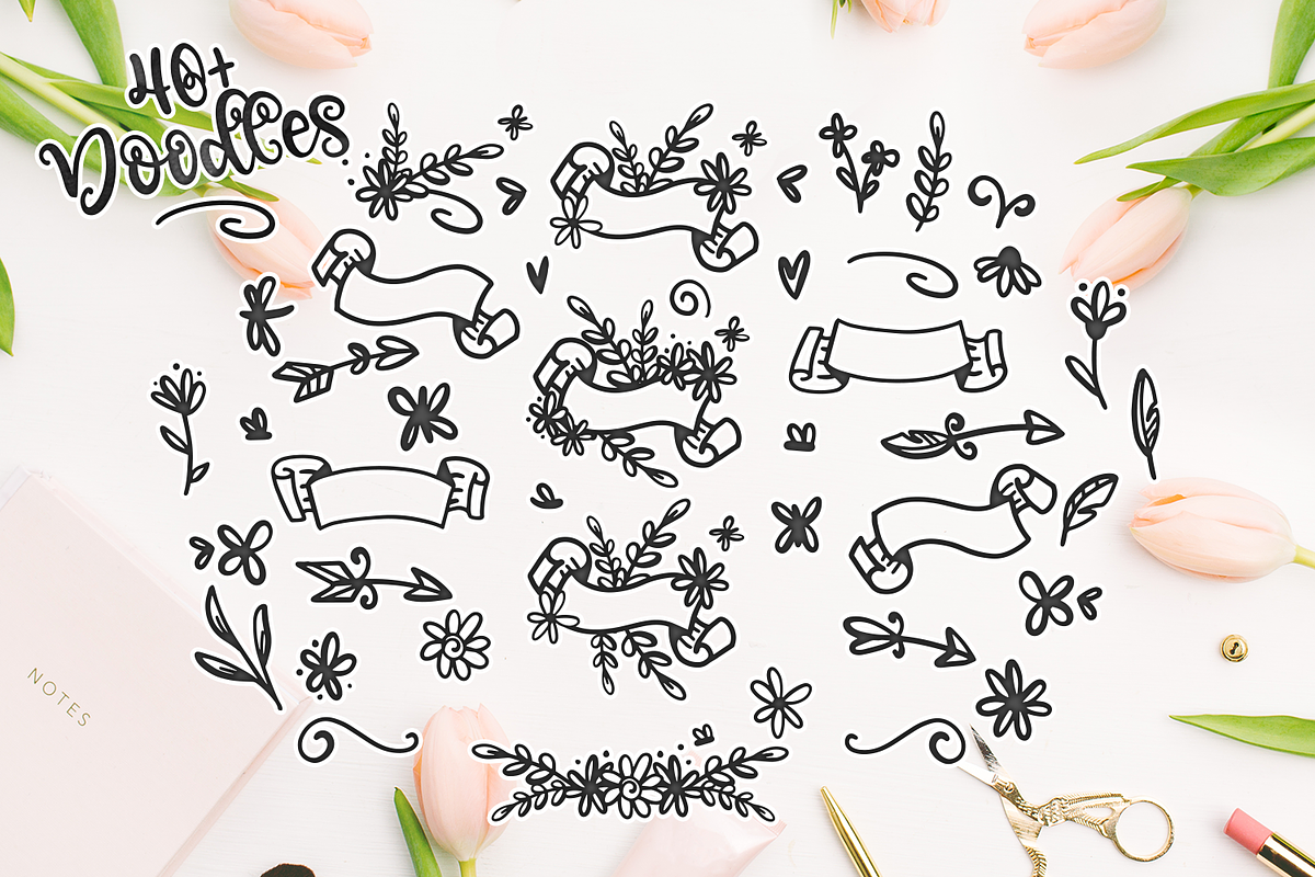 Blossomy - Font Duo + Floral Doodles preview 7