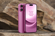 iPhone 16 Mockup with Rock – 6 PSD, an iPhone Mockup by Muhazdinata (Thumbnail 2 of 8)