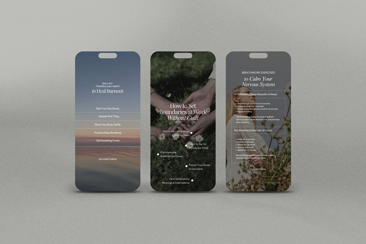 Burnout Recovery Instagram Templates, a Social Media Template by Terraa Studio Design (Photo 6 of 7)
