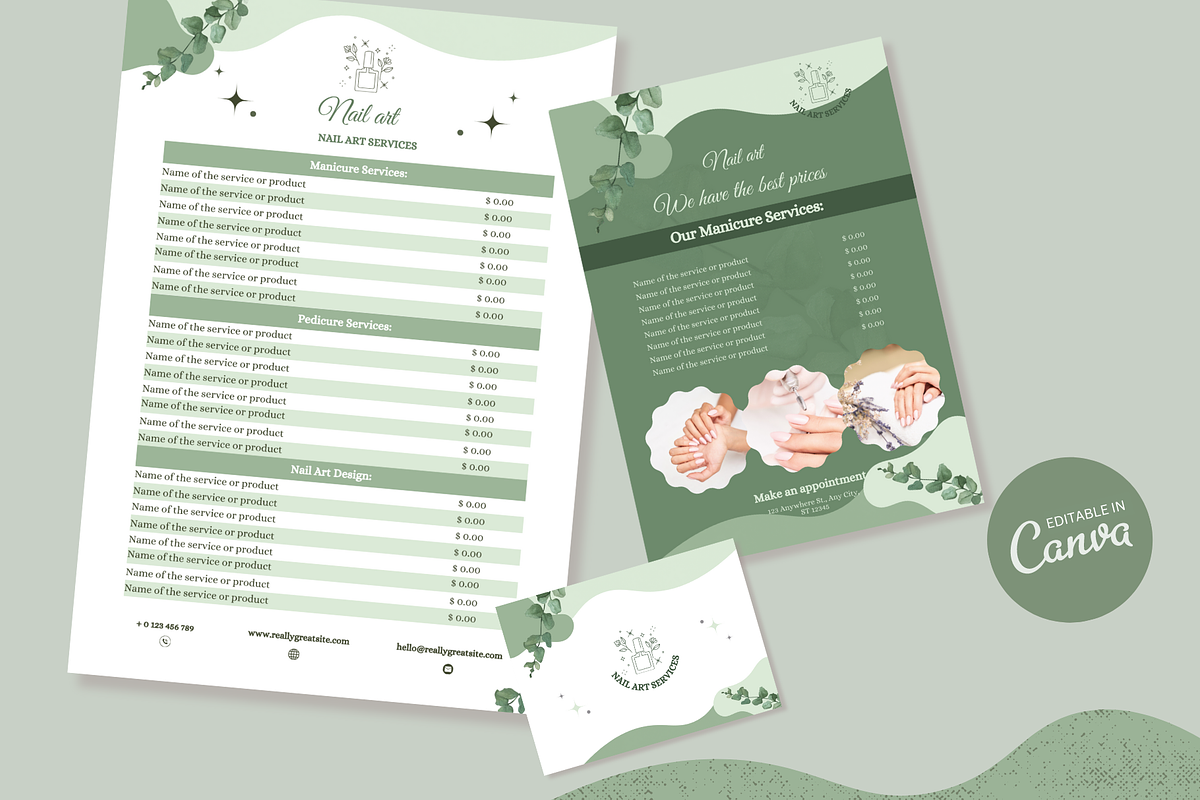Nail Salon Promo Canva Templates, a Marketing Template by PaolaroiDesign (Photo 1 of 6)