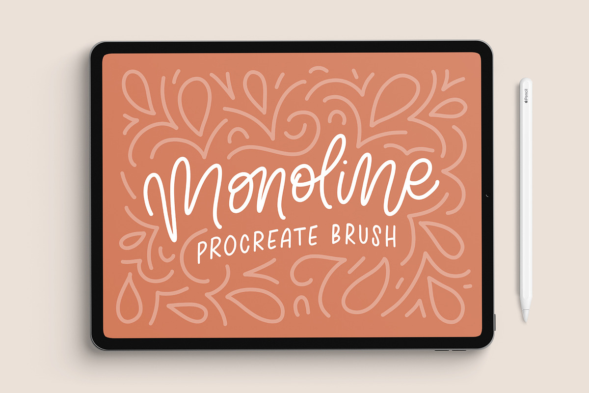 Monoline Procreate Brush, a Brush Add-On by Rachel Kick (Photo 1 of 8)