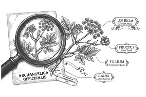 Botanical diagram of Archangelica, an Object Illustration by AlexArt