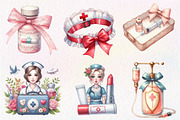 Watercolor Coquette Nurse Clipart, an Illustration by CreationArt (Thumbnail 4 of 5)