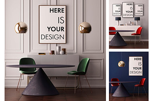 Mockup poster with a dining table