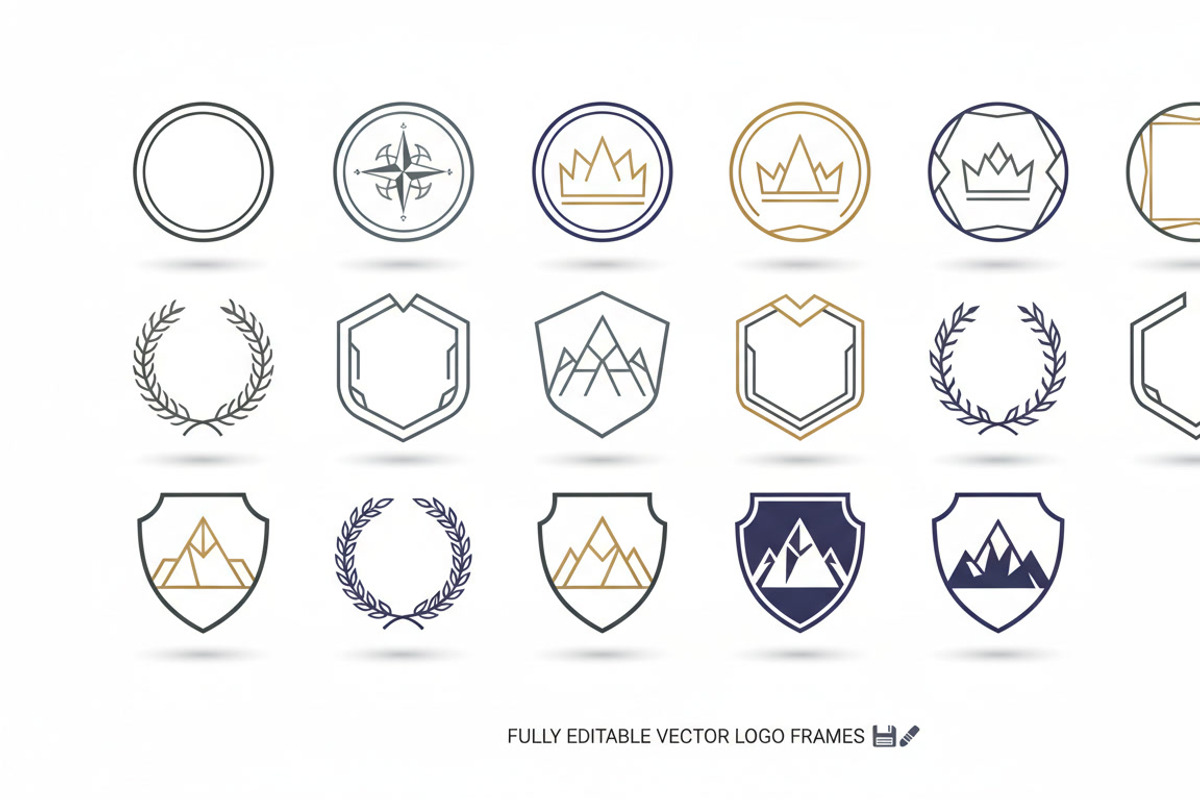 24 Minimal Geometric Logo Frames, an Emoji Icon by adenpinkstore (Photo 3 of 12)