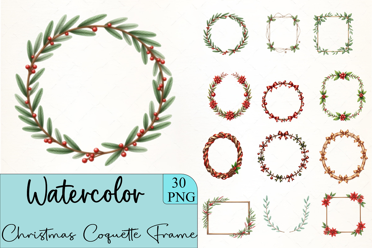 Christmas Coquette Frame Clipart Bun, an Illustration by CrexoraLab (Photo 5 of 5)